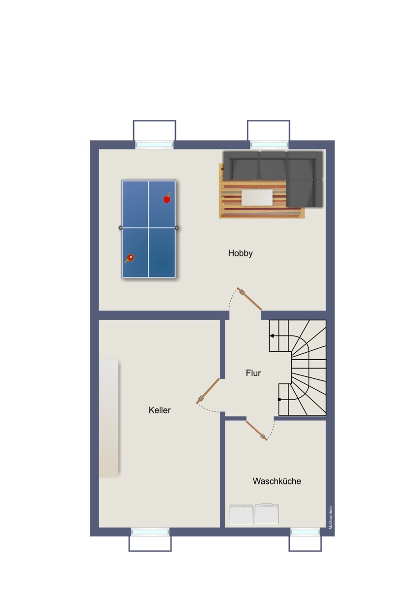 Kellergeschoss Doppelhaush�lfte H�ckeswagen