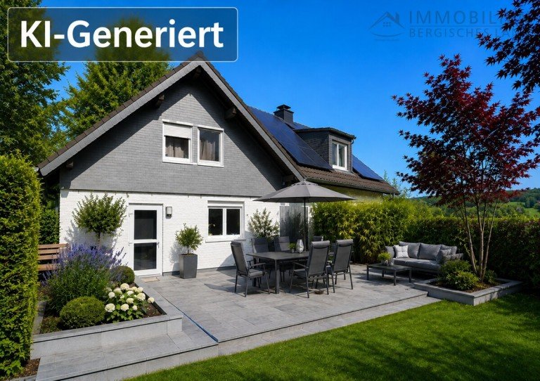 KI-generiert Gartenansicht H�ckeswagen Einfamilienhaus FAMILIENIDYLL MIT VIEL PLATZ, GROSSEM GRUNDST�CK UND VIELEM MEHR!