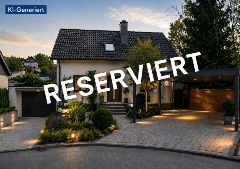 Gestaltungsbeispiel Ansicht KI-generiert Reserviert H�ckeswagen Einfamilienhaus FAMILIENGL�CK! GROSSES EINFAMILIENHAUS IN RUHIGER UND BELIEBTER SACKGASSENLAGE VON H�CKESWAGEN