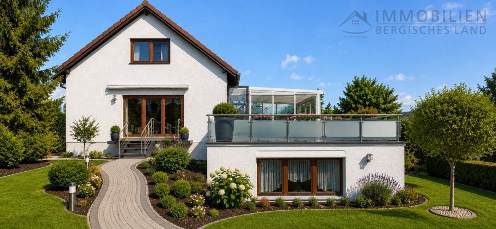 Gestaltungsbeispiel Gartenansicht Einfamilienhaus H�ckeswagen